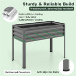 3-in-1 Metal Raised Garden Bed with Mini Greenhouse Cover, Elevated Planter Box - Gray - Image 5