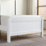 FCH Twin Pine Single-Layer Core Vertical Stripe Full-Board Curved Bed Head With The Same Bed Foot White Wooden Bed - Image 7
