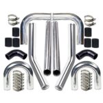 Universal 3" Inch Aluminum Intercooler Piping U-Pipe Kit+Coupler Black+T-Clamps - Image 9