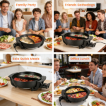 6L Large Capacity Electric Hot Pot with Divider, 5 Gear Adjustable Temperature Non-Stick Electric Cooker, Multifunctional Fondue Pot for 3-6 People with Cooking Tools - Image 9