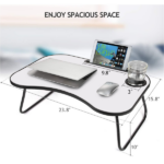 Portable Laptop Desk, Gray and White Matte Metal and Wood Construction, Foldable Design with Cup Holder, 26.5 x 18.5 Inches, for Bed, Car, Couch, Home & Outdoor Use (Grey+White Matte) - Image 4