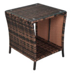 Replace 6088352 Glass Surface Brown Gradient Iron Frame Rattan Side Table - Image 21