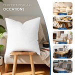 Precisely sized for versatility. This set includes two 18" x 18" white pillows filled with resilient polyester for lasting loft. Perfect as lumbar support on the sofa or as decorative shams on the bed. Sold without inserts, simplifying your purchase and allowing for custom cover - Image 6