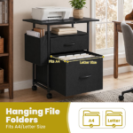 File Cabinets, Storage Cabinets for Hanging Files Letter/Legal/F4/A4 Size, Black - Image 5