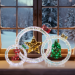 Set of 3 Lighted Iridescent Cut-out Light Bulb Christmas Decorations, Pre-lit Holiday Decor with 295 White LED Lights for Xmas Outdoor Indoor Decor Lighted Holiday Displays - Image 10