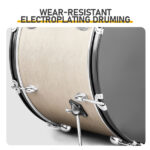 Full Size Adult Drum Set 5-Piece Silver with Bass Drum, two Tom Drum, Snare Drum, Floor Tom, 16" Ride Cymbal, 14" Hi-hat Cymbals, Stool, Drum Pedal, Sticks - Image 10
