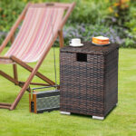 Replace 95812680 40*40*57cm Iron Frame Gas Bottle Storage Rattan Side Table Brown Gradient - Image 7
