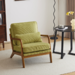 Low Arm Accent Chair - Olive Green Corduroy Upholstered Indoor Lounge Chair, Compact Single Seater with Sturdy Frame (330LBS Weight Capacity) - Image 27