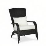 Cream White Outdoor All-Weather Rattan Fire Pit Chair with Soft Cushions Tall Curved Backrest for Garden Patio Furniture - Image 2