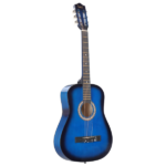 Blue 38-inch Round Acoustic Guitar with Picks, Strings, Capo, Case, Tuner, and Strap - Image 3