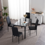 4pcs Elegant Assembled Stripping Texture High Backrest Dining Chairs Black Replace encoding 13028198-18410366 - Image 66