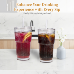2 pcs vertical striped glass water cup coffee cup, high appearance value, with lid, straw and brush, suitable for drinking water, coffee and milk - Image 3