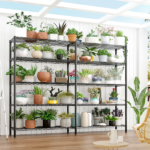 5-layer double row, freely adjustable layer spacing, with adjustable feet, display stand, iron, 177*40*180cm, powder-coated black - Image 14
