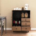 Mid-Century Modern 4-Drawer Sideboard Buffet Cabinet with Storage - Black - Image 4