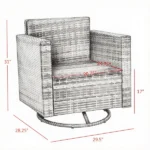 Cream White PE Wicker Outdoor Swivel Rocker – 360° Patio Glider Chair for Porch, Backyard, Deck - Image 3