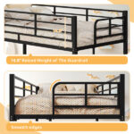 Black Twin Bunk Bed Square Tube High Guardrail Side Ladder Opening Iron Bed - Image 11