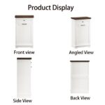 10 Gallon Tilt Out Trash Cabinet Freestanding Trash Bin Cabinet Wood Garbage Recycling Cabinet with Hideaway Drawer Pet Proof Trash Can Holder for Kitchen Living Room, Antique White (not include can) - Image 6