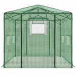 8*12ft Plastic Sprayed Iron Pipe PE Mesh Foldable Greenhouse Shed Green - Image 9