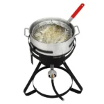 13*32inch Four-Piece Set, Black Round Iron Stove Frame, Silver Aluminum 30qt Turkey Pot 10qt Fish Pot, Gas Fryer - Image 40