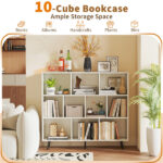 10 Cube Bookcase 3-Tier Modern Storage Organizer with 5 Metal Legs Bookshelves - Image 10