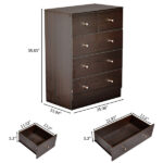 Brown particleboard with melamine laminate finish, 66*40*91cm, 3+2 drawers, chest of drawers with matte gold handles - Image 5