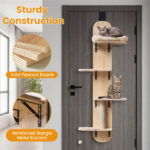 Door Hanging Cat Tree 5-Level Height Adjustable 4-Tier Climber No-Drill for Apartment Beige - Image 8