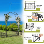 198.5*50*219cm Courtyard Arc Top With Door With Planting Frame Iron Art Iron Arch Black - Image 13