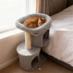 26" Compact Cat Tree with 2 Condos & Sisal Scratching Posts, Anti-Tip Cat Tower for Small Spaces - Image 4