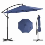 9.8FT Offset Cantilever Patio Umbrella with Crank & 8 Ribs, Easy Tilt Adjustment, UV Protection for Backyard Patio Lawn,blue