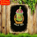 CIFbuy Neon Bubble Tea Metal Wall Sign, 2D Flat" Unframed Plaque, Weatherproof UV Resistant Rustproof Decor, Plaque, Weatherproof UV Resistant Rustproof Decor, 7.87x11.81Inch 2D Flat UnfrikTok, 2D Flat UnfrikTok, t Self-pickup Logiopics - Image 2