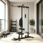 Black Lat Pull down Machine with Adjustable Seat And Flip-Up Footplate High/Low Pulley Home Gym Equipment - Image 4