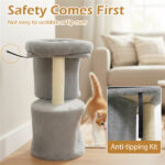 26" Compact Cat Tree with 2 Condos & Sisal Scratching Posts, Anti-Tip Cat Tower for Small Spaces - Image 7