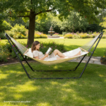 Double-Barrel Hammock Stand Only, Heavy Duty Iron Hammock Frame for All Hammocks, Easy Assembly Hammock Hanging Stand for Garden, Courtyard and Balcony, Black - Image 9