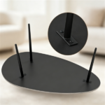 Black Stylish Irregular Shape Coffee Table, Heavy-Duty Metal Base Oval Sofa Side Table, Multifunctional Decor Center Table for Home Living Room - Image 7