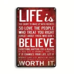 CIFbuy Life Is Believe Worth It Vintage Metal Tin Sign Home Bar Cafe Decor Waterproof Dustproof 8x12 Inches (TikTok, temu pick-up service)