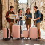 Non-TSA customs lock four-in-one PP trolley suitcase, available in 16in, 20in, 24in, and 28in sizes, in pink - Image 16