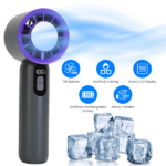 100 Speed Handheld Cooling Fan with Superconducting Ice Pack, 3000mAh Rechargeable Portable Mini Air Cooler with LCD Display for Summer Outdoor Travel