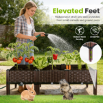 Raised Garden Bed Planter Box, 3 Size Options Self-Watering Elevated Garden Bed, Lightweight PP Material Planting Container for Vegetables Herbs Flowers Outdoor Patio Balcony-M - Image 11