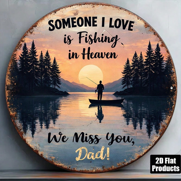 a4af1fbd-7cc8-4715-8db4-8a3553eb295c.png CIFbuy 1pc 2D Flat Round Sign Fishing In Heaven, "" Fishing In, Heaven Remembering Dad Vintage Plaque Decorative Wall Art TikTok, TikTo Self-pickup Logi Aics - Image 1