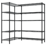 5-layer double row, freely adjustable layer spacing, with adjustable feet, display stand, iron, 177*40*180cm, powder-coated black - Image 3