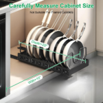 Adjustable Carbon Steel Sliding Cookware Storage Rack, Anti-Rust Pull Out Pan Lid Holder for Cutting Boards Baking Sheets Bakeware-black - Image 13