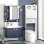 Double Door Fork Toilet Cabinet White