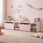 Kids Toy Storage Organizer with Movable Drawer & Anti-Tipping Kit for Playroom Nursery - Pink - Image 8