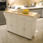 Kitchen Island & Kitchen Cart, Mobile Kitchen Island, Rubber Wood Top, Big & Adjustable Shelf Inside Cabinet for Different Utensils, Luxury Design Fits Party at Different Site. - Image 4
