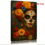 CIFbuy 2D Flat Metal Tin Sign Mexican Day Of The Dead Decor, 12x8 Inch Retro Skull Wall Art For Home Kitchen Bar Garden Man Cave Indoor TikTok, TikTok, Self-pickup Logiopics - Image 2