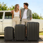 ABS Trolley Case 20in 24in 28in 3PCS Suitcase Set Vertical Striped Frosted Case Suitcase Black - Image 18