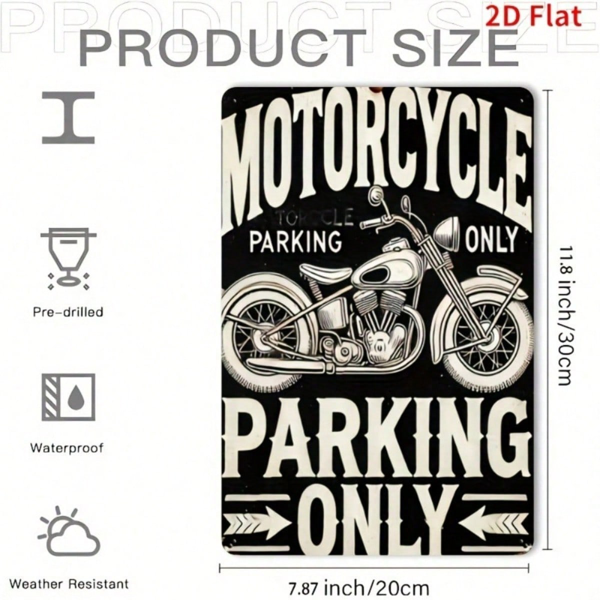 CIFbuy Classic Vintage Motorcycle Parking Sign 8x12 Inch Waterproof Rust Resistant 2D Flat Iron Metal Wall Decor For Home Bar Cafe Gara TikTok, TikTok, ant 2D Self-pickup Logiopics