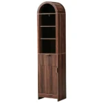 1-Door 1-Drawer 4-Tier Bathroom Vanity Grille-Finished MDF Melamine-Faced Bathroom Cabinet Arched Top 15.75*11.81*66.93in Walnut - Image 4