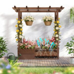 43.5*17.5*44.5 In Fir With Arched Lattice Raised Garden Bed Wooden Planting Frame Carbonized - Image 18
