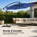 9.8FT Offset Cantilever Patio Umbrella with Crank & 8 Ribs, Easy Tilt Adjustment, UV Protection for Backyard Patio Lawn,blue - Image 5
